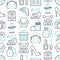 Hypermarket seamless pattern with thin line icons