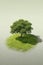 Hyperrealism, Minimalism, Cinematic, grassy landscape with a stunning lone oak tree