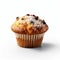Hyperrealism Photography: Chocolate Chip Muffin On White Background