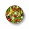 Hyperrealism Photography Of Olive Salad Bowl On White Background