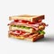 Hyperrealism Photography: Sliced Sandwich On White Background