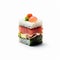 Hyperrealism Photography Of Sushi With Tuna On White Background