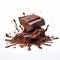 Hyperrealism Photography Of Three Chocolate Bar Pieces On Isolated White Background