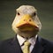 Hyperrealist Portrait Of A Duck Wearing A Suit And Tie