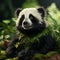 Hyperrealistic 3d Panda Bear Render On Vibrant Green Background
