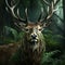 Hyperrealistic 3d Render Of A Majestic Horned Deer In A Vibrant Woodland