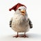 Hyperrealistic 3d Rendering Of Seagull Wearing Santa Hat