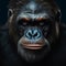 Hyperrealistic Ape Portrait In Dark Cyan And Light Bronze