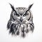 Hyperrealistic Black Ink Owl Tattoo Art On White Background