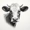 Hyperrealistic Black And White Cow Head Tattoo Drawing