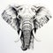 Hyperrealistic Black And White Elephant Head Drawing