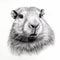 Hyperrealistic Black And White Guinea Pig Drawing