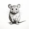 Hyperrealistic Black And White Mouse Drawing - Detailed Illustration