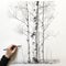 Hyperrealistic Black And White Pencil Drawing Of Birch Trees