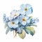 Hyperrealistic Blue Flower Bouquet On White Background