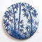 Hyperrealistic Blue And White Plate With Bamboo Trees