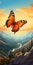 Hyperrealistic Butterfly Painting: Stunning Mountain Landscape In 32k Uhd