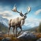 Hyperrealistic Caribou Clipart: Stunning 3d Rendered Deer In Majestic Mountain Landscape