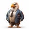 Hyperrealistic Cartoon: Friendly Anthropomorphic Eagle In Suit