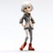 Hyperrealistic Cartoon Girl Figurine With White Hair - Detailed And Childlike