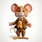 Hyperrealistic Cartoon Mouse In Tan Suit - Cute And Dignified