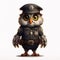 Hyperrealistic Cartoon Owl: A Police Officer With Character