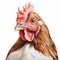 Hyperrealistic Chicken Portrait: Detailed Illustration On White Background