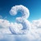 Hyperrealistic Cloud Art: Number Three In Vibrant Blue Sky