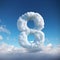 Hyperrealistic Cloud Sculpture: Number Eight In Vibrant Blue Sky