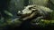 Hyperrealistic Crocodile On Forest Glade: A Playful Character Design