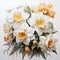 Hyperrealistic Daffodil Watercolor Painting With White Dream Flowers