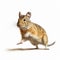 Hyperrealistic Digital Illustration Of A Degu Running On A White Background