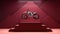 Hyperrealistic Dirt Bike On Red Stairs: 3d Render Advertisement
