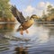 Hyperrealistic Duck In Flight: Stunning Illustration By Leander Engstrom