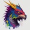 Hyperrealistic Fantasy: Colorful OLPNTNG Style T-Shirt Design with Gothic Animal Mascot