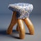 Hyperrealistic Fantasy Stool: 3d Scan With Colorful Tissue And Mushroomcore Design