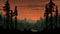 Hyperrealistic Fauna: Silhouette Of A Forest And Lake At Sunset