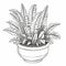 Hyperrealistic Fern Plant Coloring Page In A Pot