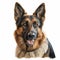 Hyperrealistic German Shepherd Dog Portrait In Detailed Charcoal Drawing