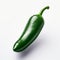 Hyperrealistic Green Chilli Pepper On White Background