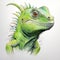 Hyperrealistic Green Iguana Lizard Illustration In The Style Of Ross Tran And Chip Zdarsky