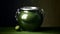 Hyperrealistic Green Pot With Apple On Table