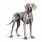 Hyperrealistic Grey Weimaraner Standing Illustration On White Background