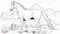 Hyperrealistic Horse Coloring Page In Iconic American Desert