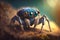 Hyperrealistic Illustration of a Jumping Spider-Like Insect, Close-Up