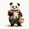 Hyperrealistic Illustration Of A Panda Bear In Traditional Bavarian Clothing