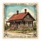 Hyperrealistic Illustration Of Retro Vintage House Stamp