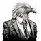 Hyperrealistic Illustration Of A Stylish Eagle In A Suit