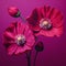Hyperrealistic Illustrations Of Dark Pink And Red Poppies On Purple Background