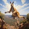 Hyperrealistic Kangaroo Leaping From Cliff In The Style Of Dino Valls